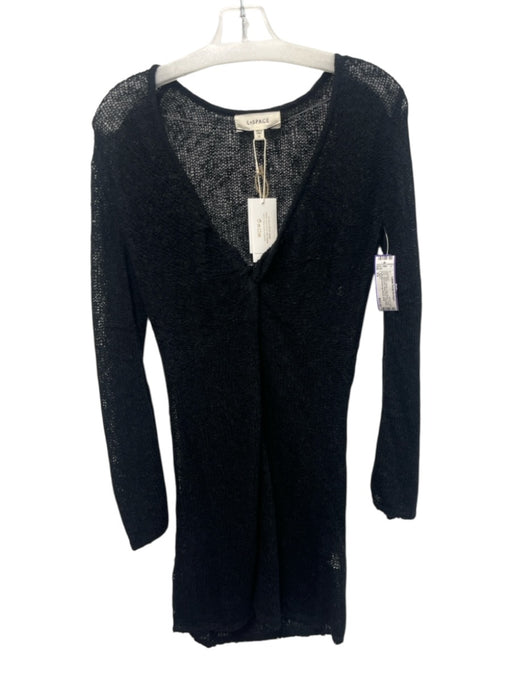 L Space Size XS Black Acrylic Long Sleeve Twist Knot Open Knit swimwear Black / XS