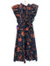 Ulla Johnson Size 10 Black, Blue, Orange Cotton Ruffle Cap Sleeve Floral Dress Black, Blue, Orange / 10