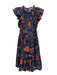 Ulla Johnson Size 10 Black, Blue, Orange Cotton Ruffle Cap Sleeve Floral Dress Black, Blue, Orange / 10