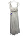 Misa Size Small White Cotton Tie Strap Pleated Shirred Cut Out Dress White / Small