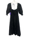Hill House Size XS Black Cotton Blend Short Puff Sleeve Dotted Shirred Dress Black / XS