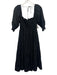 Hill House Size XS Black Cotton Blend Short Puff Sleeve Dotted Shirred Dress Black / XS
