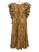 Ulla Johnson Size 00 Brown, Pink, Purple Cotton Blend Ruffle Cap Sleeve Dress Brown, Pink, Purple / 00