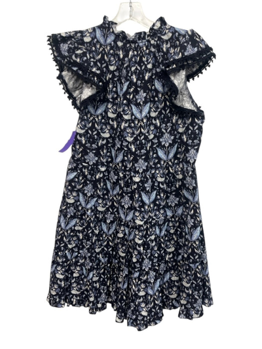 Sail To Sable Size Large Navy, Blue, White Cotton Ruffle Cap Sleeve Floral Dress Navy, Blue, White / Large