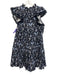 Sail To Sable Size Large Navy, Blue, White Cotton Ruffle Cap Sleeve Floral Dress Navy, Blue, White / Large