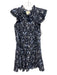 Sail To Sable Size Large Navy, Blue, White Cotton Ruffle Cap Sleeve Floral Dress Navy, Blue, White / Large