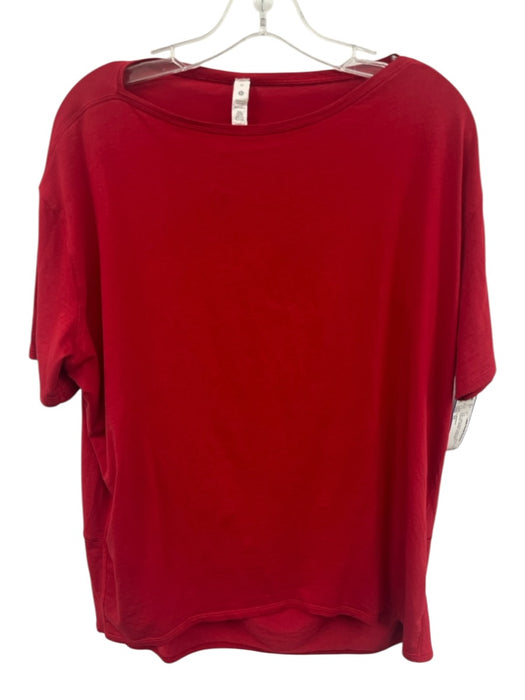 Lululemon Size 10 Red Cotton Blend Short Sleeve Paneled Athletic Top Red / 10