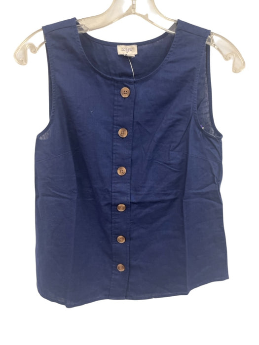 J Crew Size XXS Navy Blue Linen Blend Sleeveless Button Front Top Navy Blue / XXS