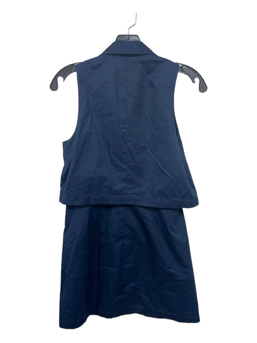 Theory Size 0 Navy Blue Cotton Poplin Utility Sleeveless Chest Pockets Dress Navy Blue / 0