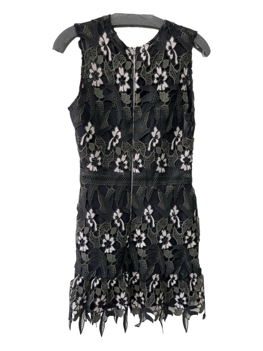 Karina Grimaldi Size M Black, Green, Gray Polyester Crochet Overlay Floral Dress Black, Green, Gray / M