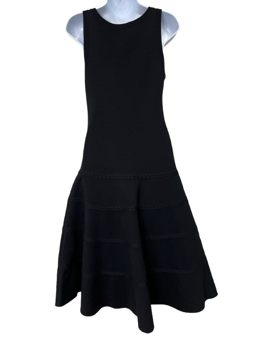 Alaia Size M Black Wool V Neck Textured Sleeveless Dress Black / M