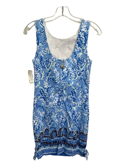 Lilly Pulitzer Size 00 Blue & White Cotton Sleeveless Abstract Print Dress Blue & White / 00