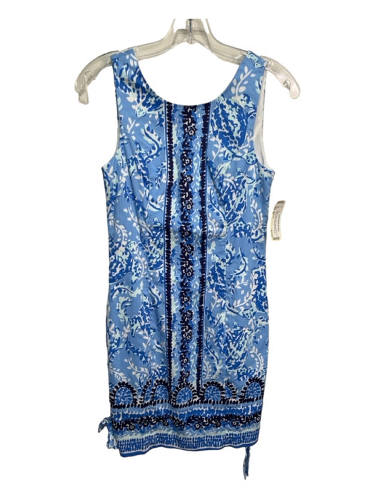 Lilly Pulitzer Size 00 Blue & White Cotton Sleeveless Abstract Print Dress Blue & White / 00