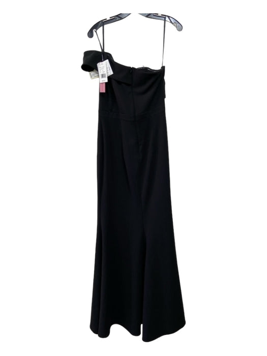 Aqua Formal Size 10 Black Polyester Side Slit Boning One Shoulder Gown Black / 10