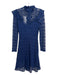 Karen Millen Size 4 Blue Polyester Long Sleeve Midi Crochet Lace Mock Neck Dress Blue / 4