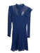 Karen Millen Size 4 Blue Polyester Long Sleeve Midi Crochet Lace Mock Neck Dress Blue / 4