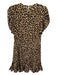 Veronica Beard Size 4 Beige & Black Silk Blend Cheetah Round Neck Dress Beige & Black / 4