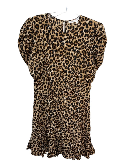 Veronica Beard Size 4 Beige & Black Silk Blend Cheetah Round Neck Dress Beige & Black / 4