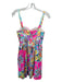 Lilly Pulitzer Size 0 Pink Yellow Blue & Green Cotton Abstract Floral Mini Dress Pink Yellow Blue & Green / 0