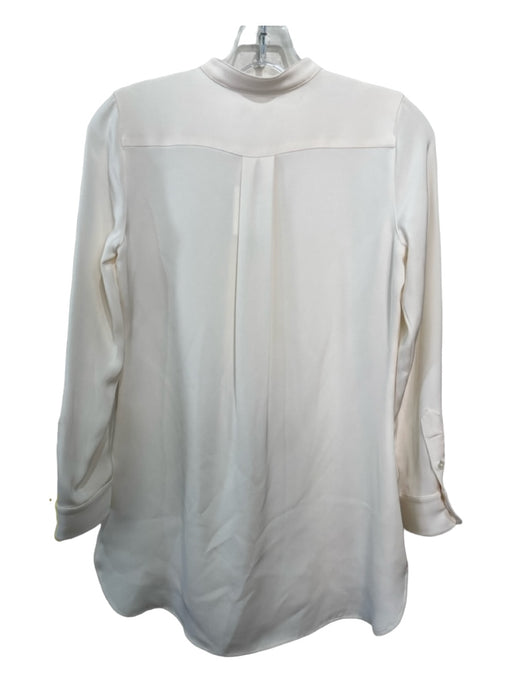 Ann Mashburn Size XS White Silk Long Sleeve 1/2 Button Round split neck Top White / XS