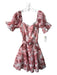 Beulah Size S Pink & White Polyester Eyelet Floral Embroidery Wide Neck Dress Pink & White / S