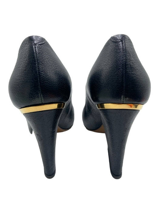 Chloe Shoe Size 39 Black Leather Almond Toe Closed Heel Chunky Heel Pumps Black / 39