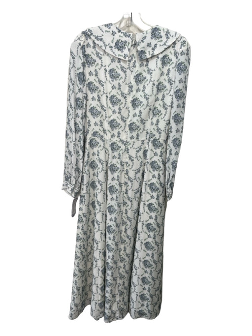 Antonio Melani Size 2 White Blue Gray Viscose Floral Lace Collar Maxi Dress White Blue Gray / 2