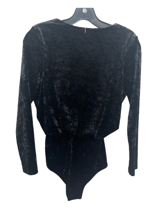 Misa Size XS Black Polyester Blend Velvet Surplice Long Sleeve Bodysuit Black / XS