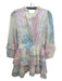 Cake for Dinner Size M Pink Yellow Blue Cotton Tie Dye Ruffle Neckline Dress Pink Yellow Blue / M