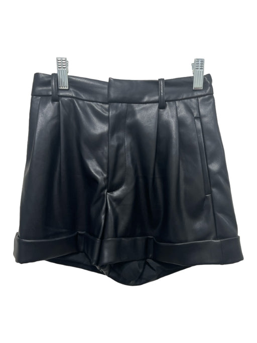 Cami NYC Size 0 Black Polyurethane Blend Hook & Zip Pleated cuff Shorts Black / 0