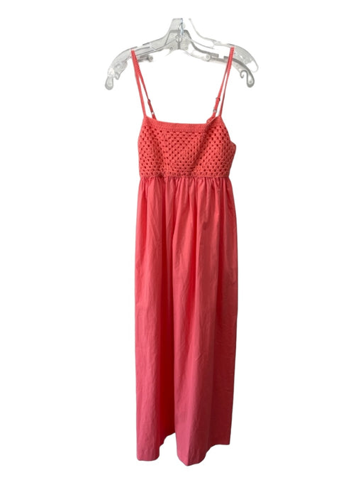 Rails Size XS Coral Pink Cotton Crochet Detail Spaghetti Strap Shift Midi Dress Coral Pink / XS