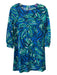 Lilly Pulitzer Size XS Blue Green White Cotton Leaf Print Round Neck Shift Dress Blue Green White / XS