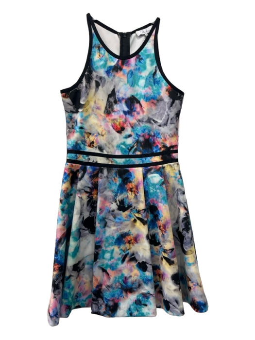 Parker Size S Black & Multi Polyester Tie Dye Sleeveless Back Zip Trim Dress Black & Multi / S