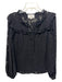 Cleobella Size XS Black Viscose Long Balloon Sleeve Split V neckline Burnout Top Black / XS