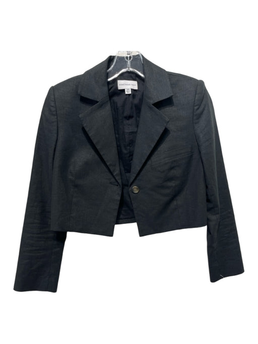 Something Navy Size XXS Black Linen & Viscose One Button Collar Bolero Jacket Black / XXS