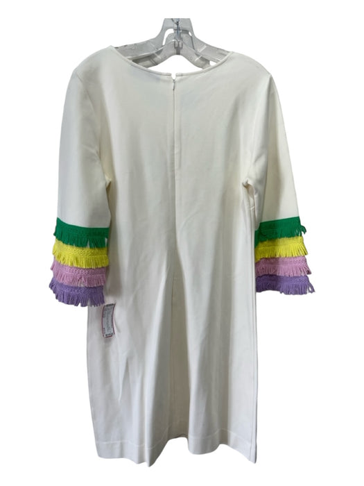 CK Bradley Size Large Creme, Green & Yellow Nylon Blend Long Flare Sleeve Dress Creme, Green & Yellow / Large