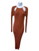 Zara Size Small Caramel Brown Viscose & Polyamide Rib Knit Long Sleeve Dress Caramel Brown / Small