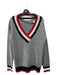 Rebecca Minkoff Size M Gray, White & Red Alpaca Blend Long Sleeve V Neck Sweater Gray, White & Red / M