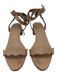 Loeffler Randall Shoe Size 6.5 Beige Leather Scalloped Trim Ankle Buckle Sandals Beige / 6.5