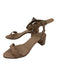 Loeffler Randall Shoe Size 6.5 Beige Leather Scalloped Trim Ankle Buckle Sandals Beige / 6.5