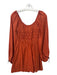 Staud Size 00 Orange Cotton Smocked Bodice Off Shoulder Long Puff Sleeve Dress Orange / 00