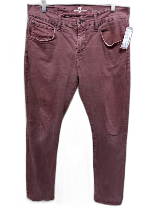 7 For All Mankind AS IS Size 32 Purple Cotton Solid Zip Fly Men's Pants Purple / 32