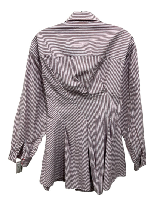 Maeve Size S Red, White & Blue Cotton Striped Button Down Collar Fit & Flare Top Red, White & Blue / S