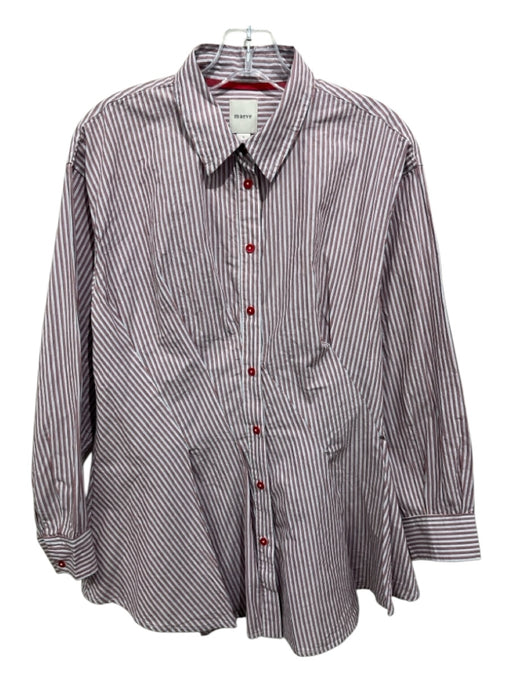 Maeve Size S Red, White & Blue Cotton Striped Button Down Collar Fit & Flare Top Red, White & Blue / S