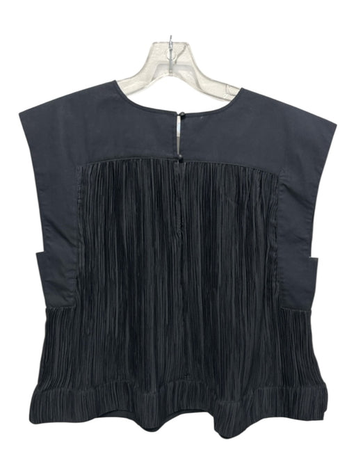 Anthropologie Size L Black Cotton & Polyester Accordian Pleats Sleeveless Top Black / L