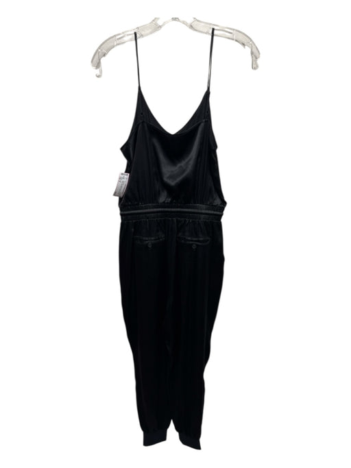 ATM Size S Black Silk Spaghetti Strap Gathered Waist Drawstring Jogger Jumpsuit Black / S