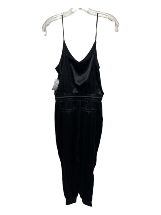 ATM Size S Black Silk Spaghetti Strap Gathered Waist Drawstring Jogger Jumpsuit Black / S