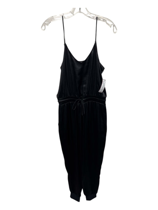 ATM Size S Black Silk Spaghetti Strap Gathered Waist Drawstring Jogger Jumpsuit Black / S