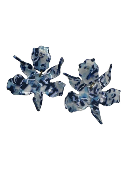 Lele Sadoughi Blue & White Acetate Flower Lillies Post Back Earrings Blue & White