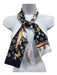 Louis Vuitton Black, White & Orange Print Silk Monogram Bandeau Twilly scarf Black, White & Orange Print